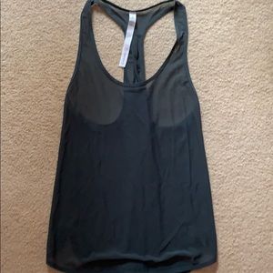 Lululemon dark green see through mesh tank